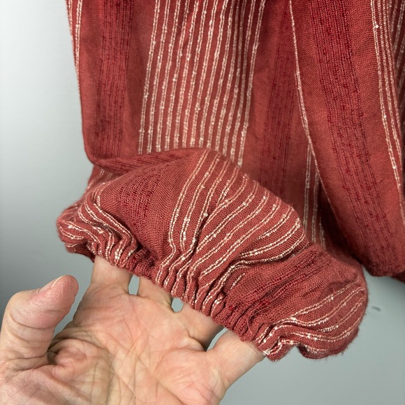 Free People Against All Odds Desert Sun Blouse Grommet V-Neck - Picture 5 of 7